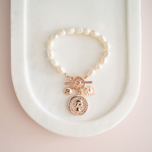 Limited Edition | Rose Gold Coin & Fresh Water Pearl Bracelet