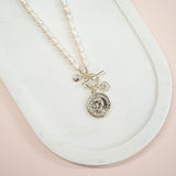 SHORT | Light Gold Coin + Fresh Water Pearl Necklace