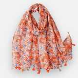 Orange & Blue Floral Scarf