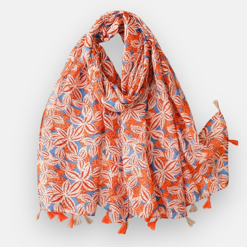 Orange & Blue Floral Scarf
