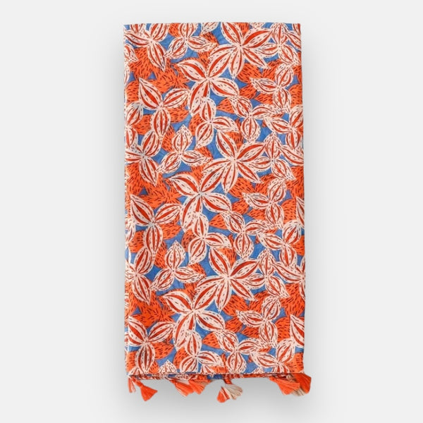 Orange & Blue Floral Scarf