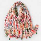 Pink Multi Color Floral Scarf