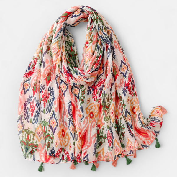 Pink Multi Colour Floral Scarf