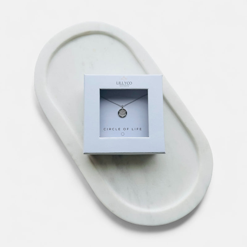 Fine | #1 Circle of Life Boxed Silver Round Bling Necklace