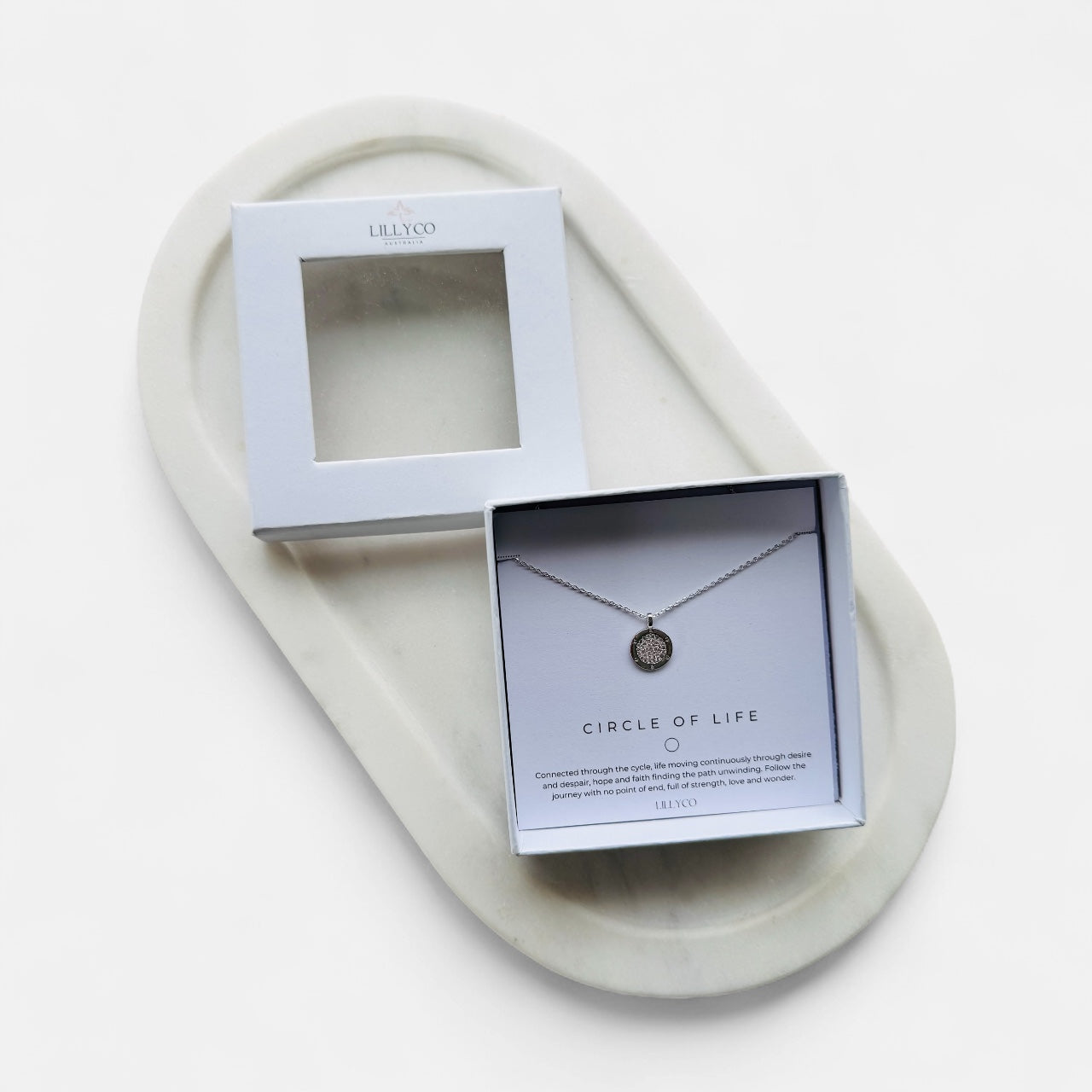 Fine | #1 Circle of Life Boxed Silver Round Bling Necklace