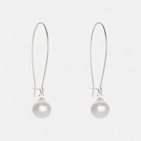 Fine | Silver Large Hoop Pearl Earring