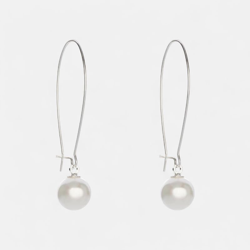 Fine | Silver Large Hoop Pearl Earring