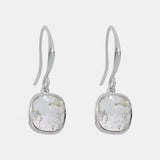 Fine | Silver Square Crystal Earring