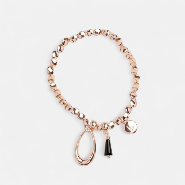 Rose Gold Tear with Black Tear Bracelet