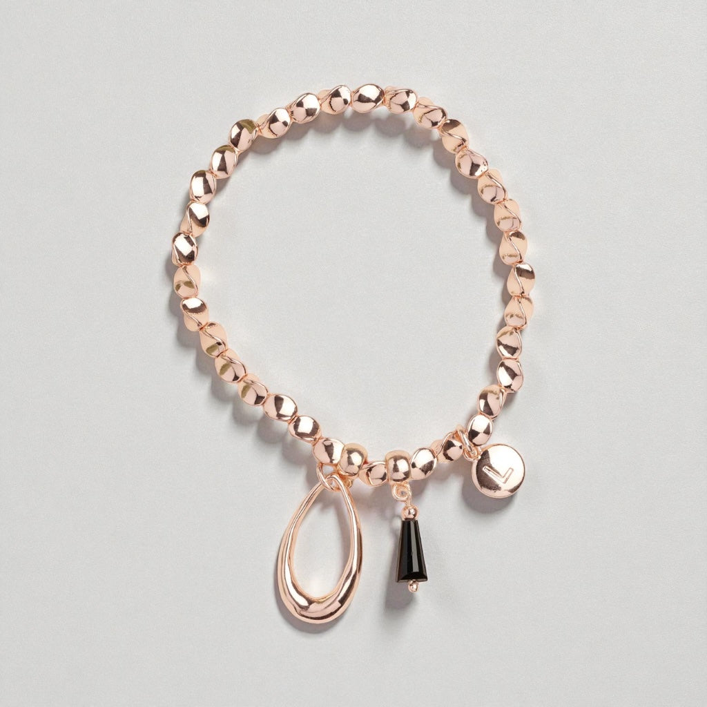 Rose Gold Tear with Black Tear Bracelet