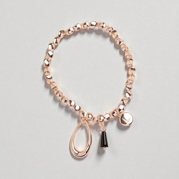 Rose Gold Tear with Black Tear Bracelet