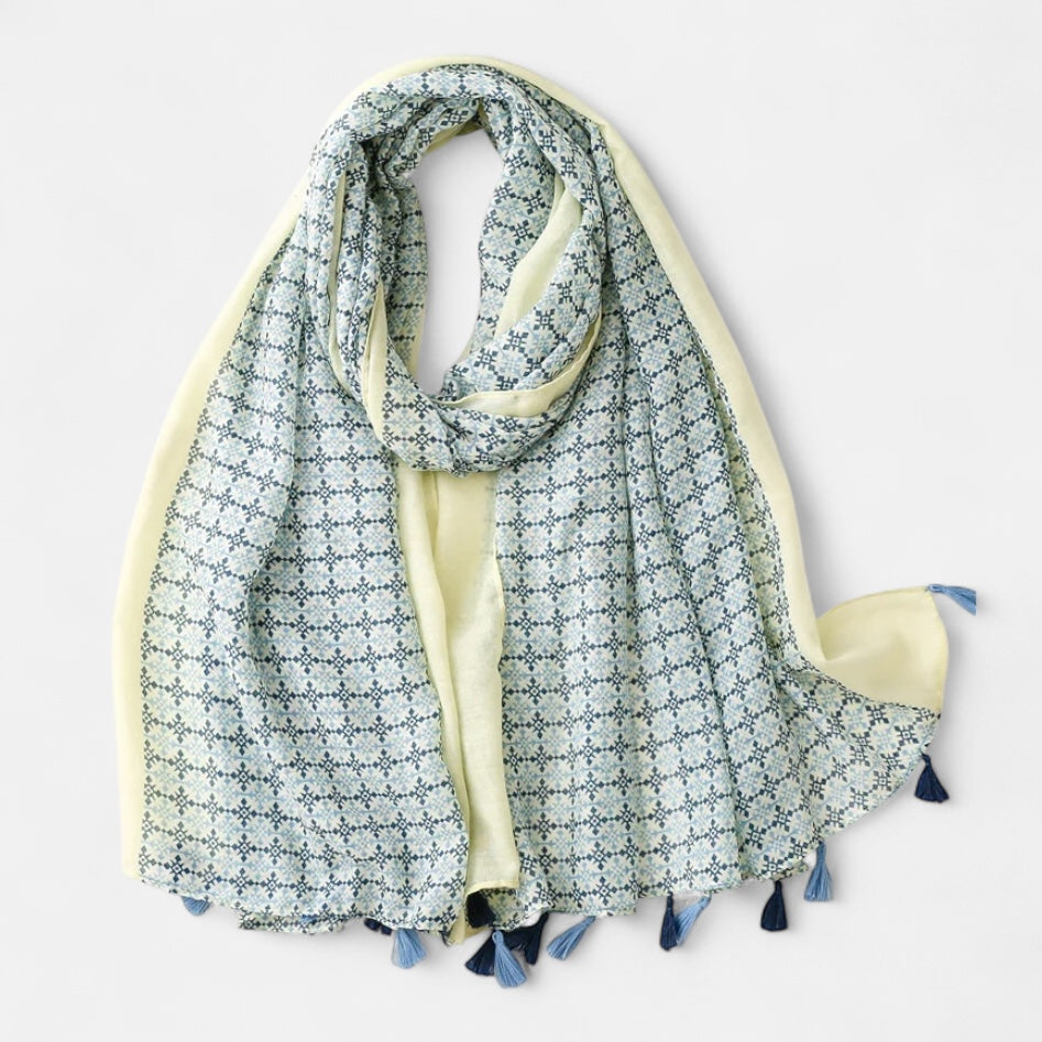 Ladies Blue Check Scarf