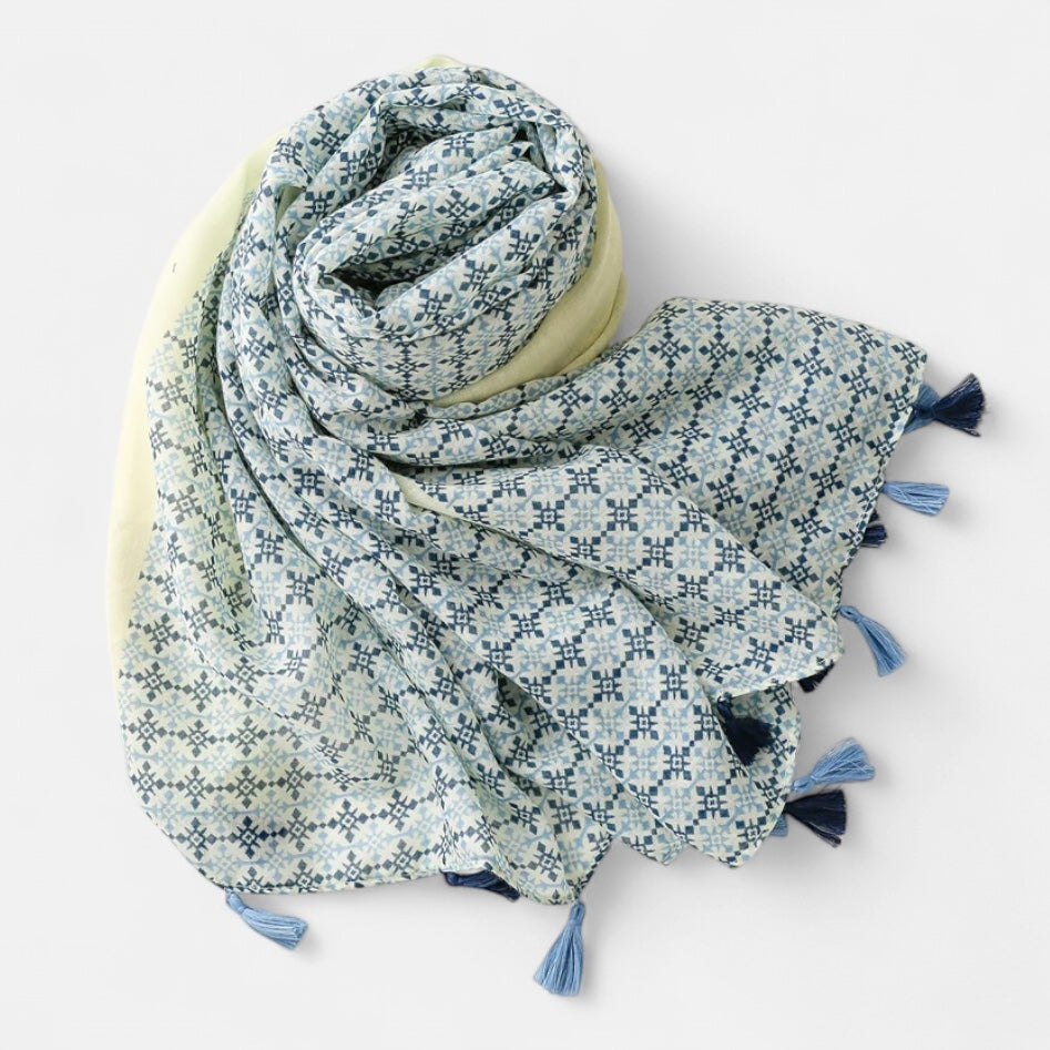 Ladies Blue Check Scarf