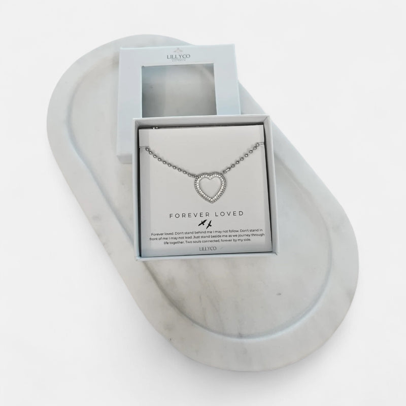 Fine | Forever Loved Boxed Bling Heart Necklace | Silver