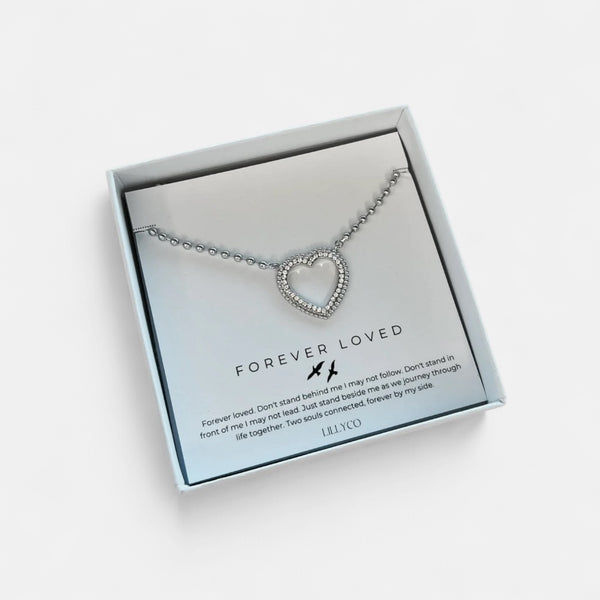 Fine | Forever Loved Boxed Bling Heart Necklace | Silver