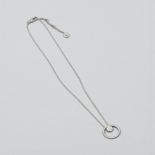 Fine | Short Silver Thin Crystal Ring Necklace