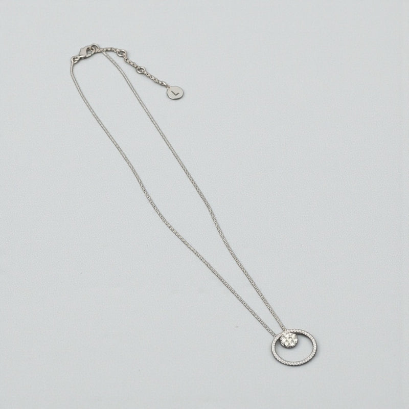Fine | Short Silver Thin Crystal Ring Necklace