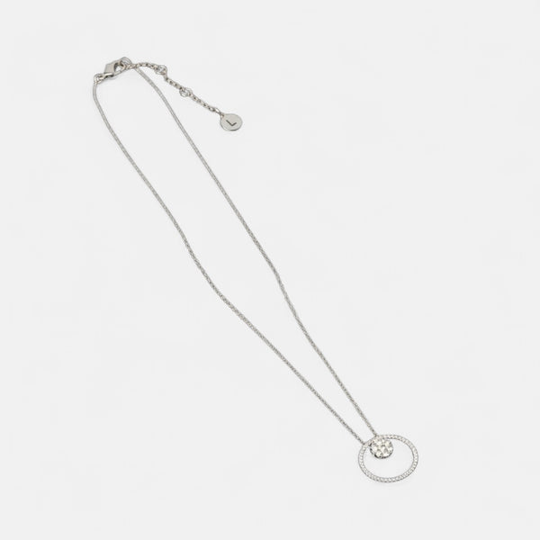 Fine | Short Silver Thin Crystal Ring Necklace