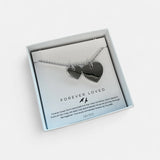 Forever Loved #2 Boxed 2 Heart Link Necklace | Silver