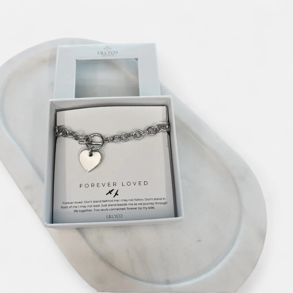 Forever Loved #3 Boxed Single Heart Link Bracelet | Silver