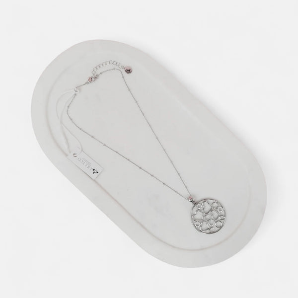 Fine | Boxed Silver Circle of Hearts Pendant Necklace