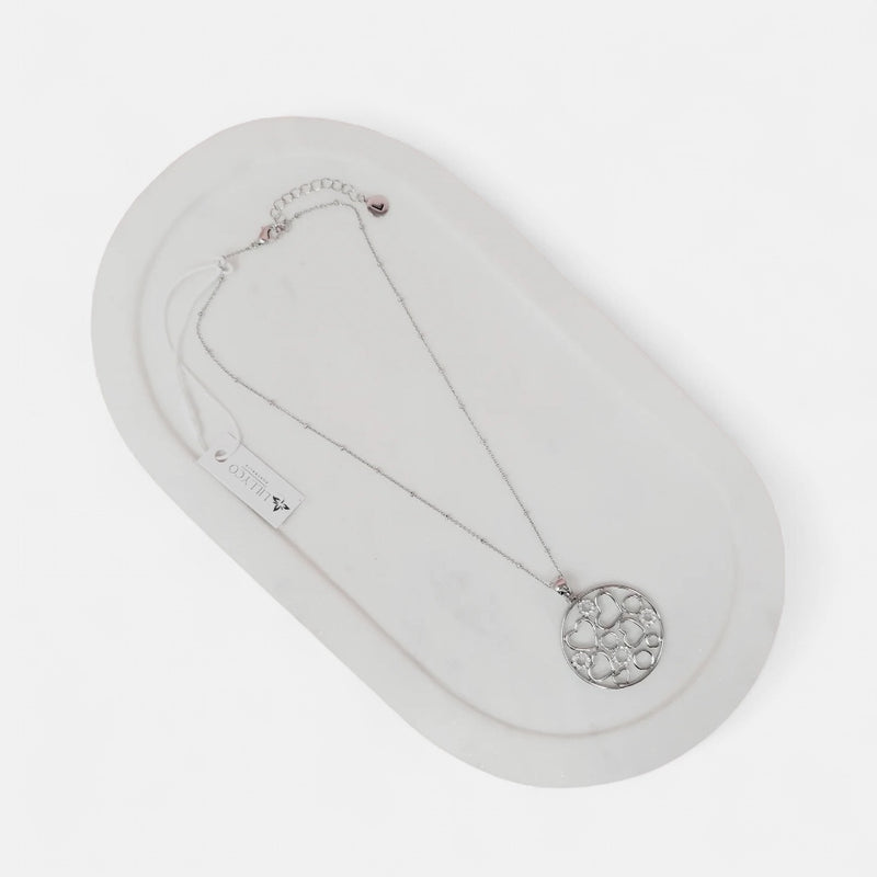 Fine | Boxed Silver Circle of Hearts Pendant Necklace