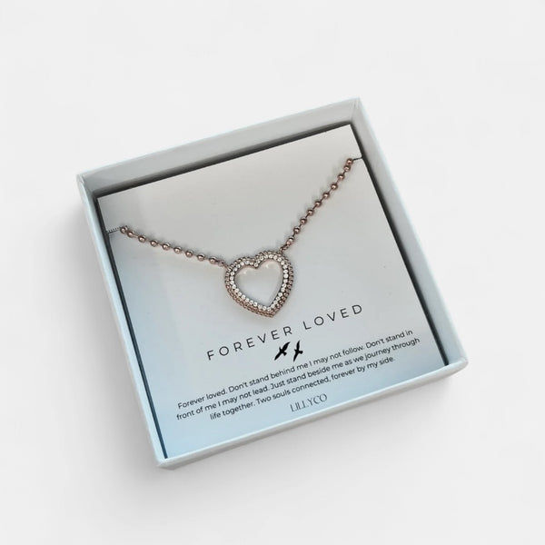 Fine | Forever Loved Boxed Bling Heart Necklace | Rose Gold