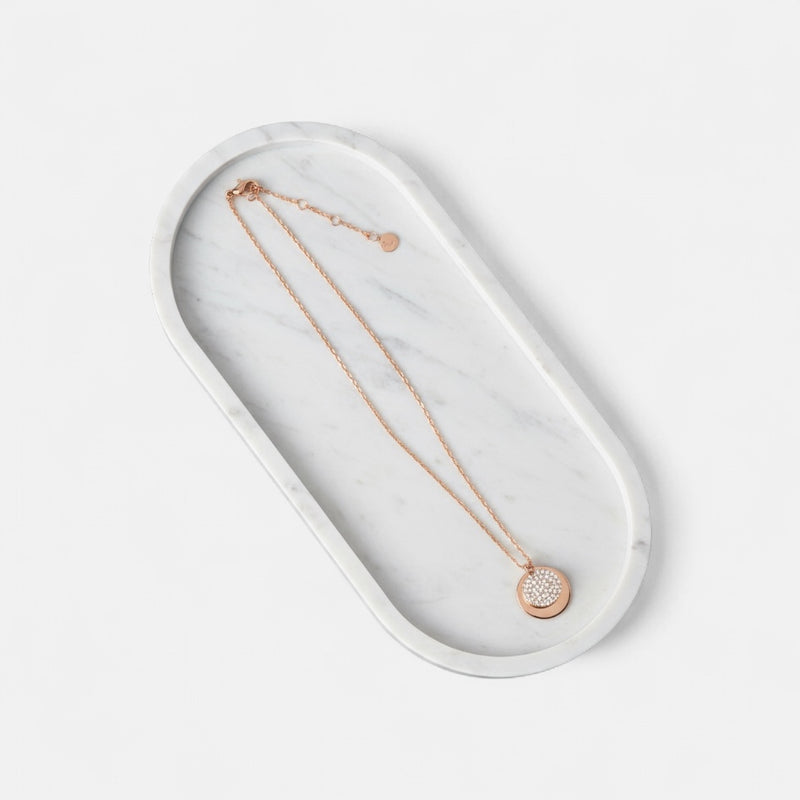 Fine | Boxed Rose Gold Crystal + Disc Necklace