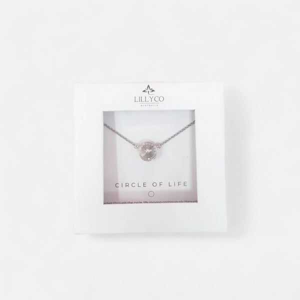 Fine | Boxed Silver Round Crystal Necklace