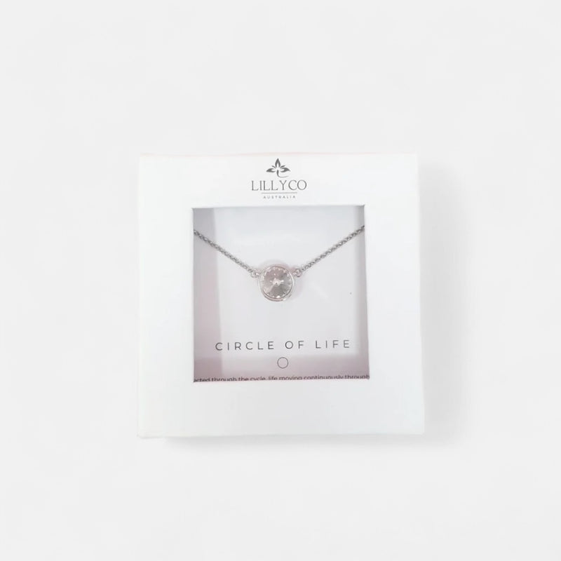 Fine | Boxed Silver Round Crystal Necklace