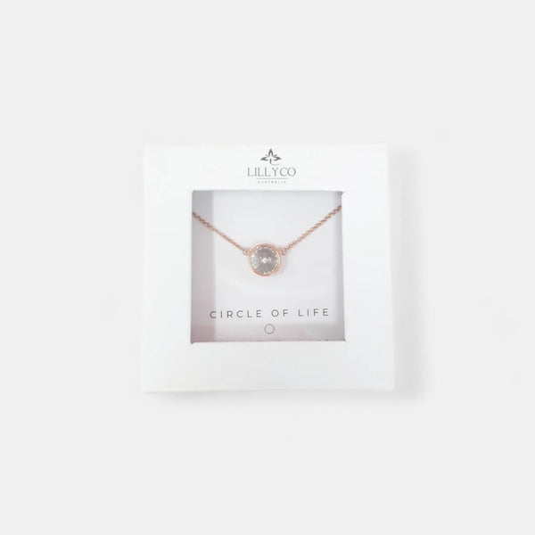 Fine | Boxed Rose Gold Round Crystal Necklace
