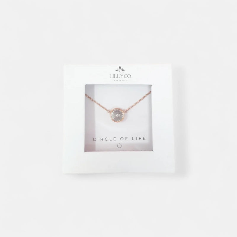Fine | Boxed Rose Gold Round Crystal Necklace