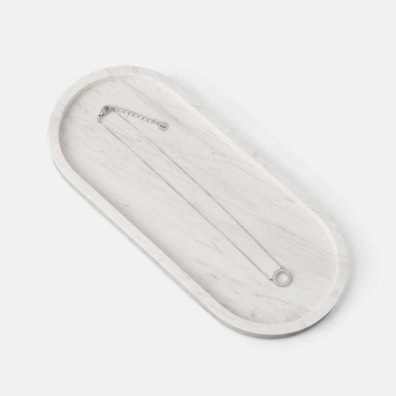 Fine | Short Silver Circle Crystal Necklace