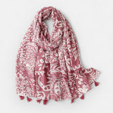 Pink & White Pattern Tassel Scarf
