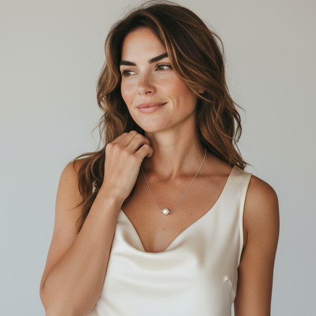 Fine | Short Silver Pearl Necklace