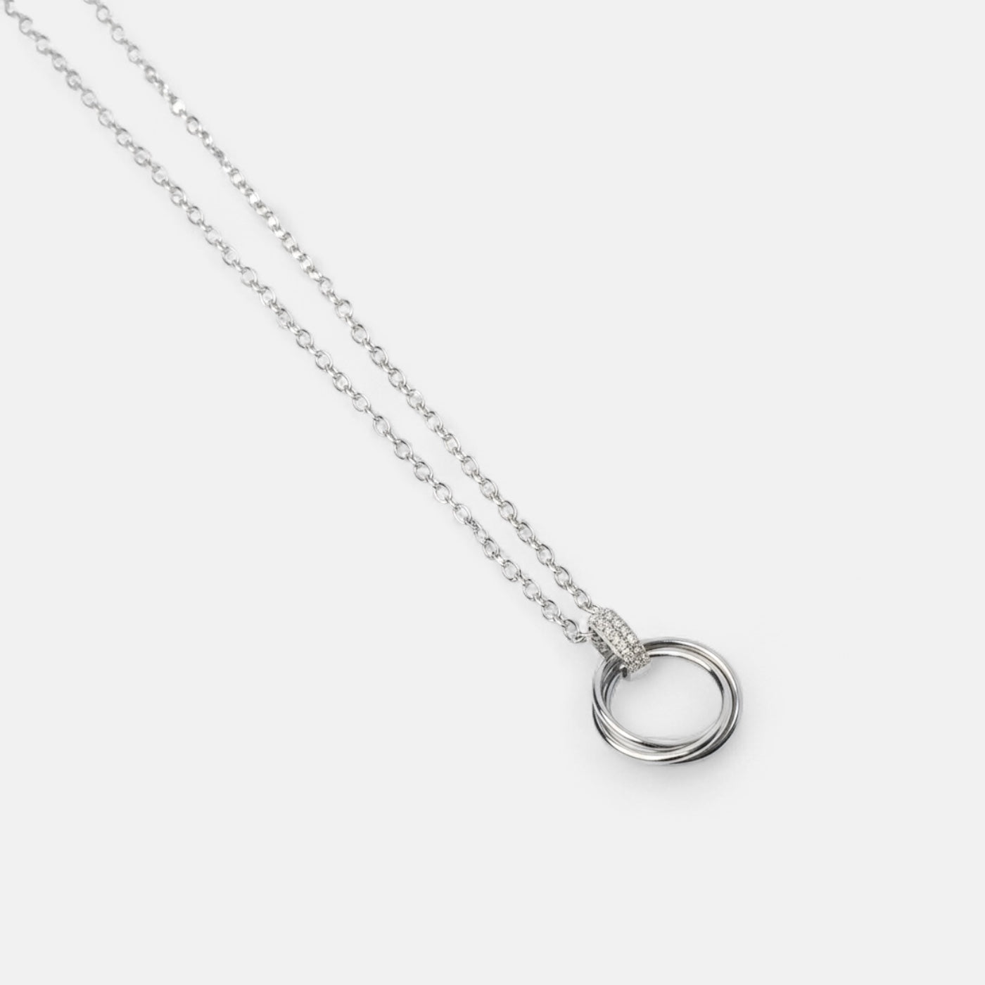 Fine | Short Silver Double Ring Necklace
