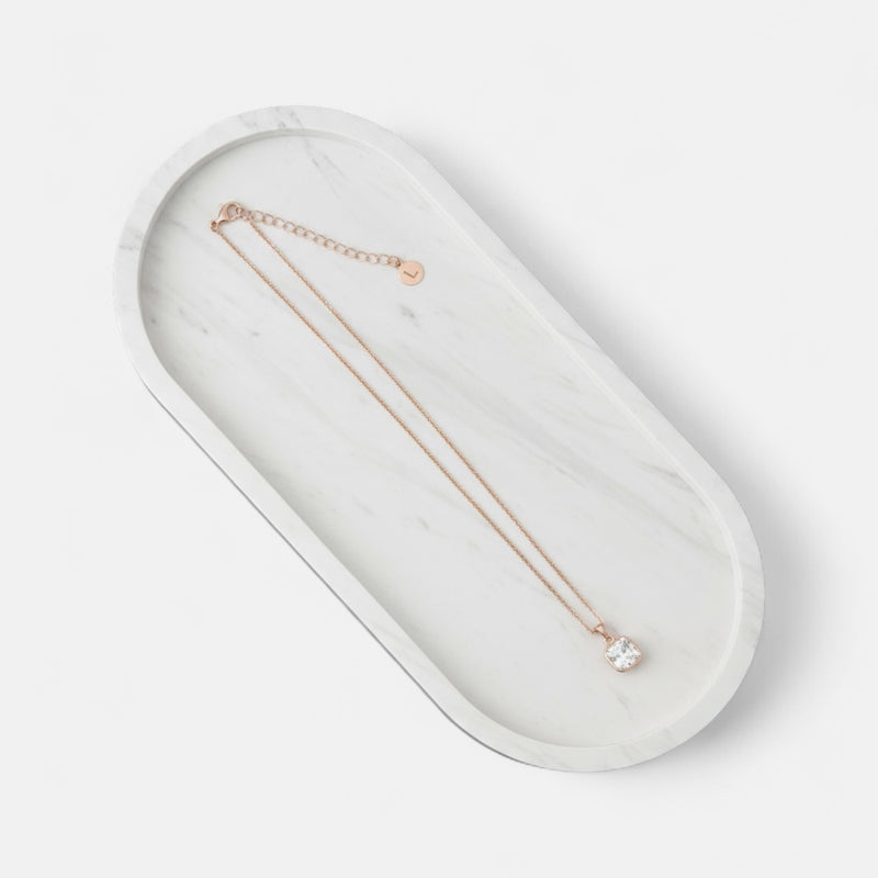 Fine | Short Rose Gold Square Crystal Necklace