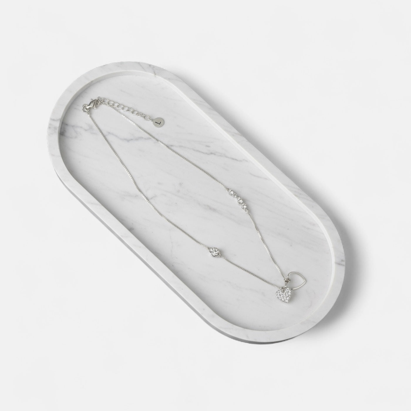 Fine | Short Silver Bling & Heart Necklace