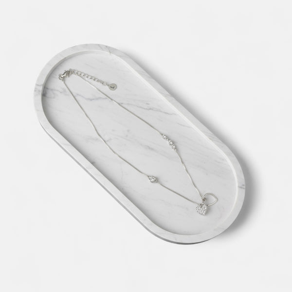 Fine | Short Silver Bling & Heart Necklace