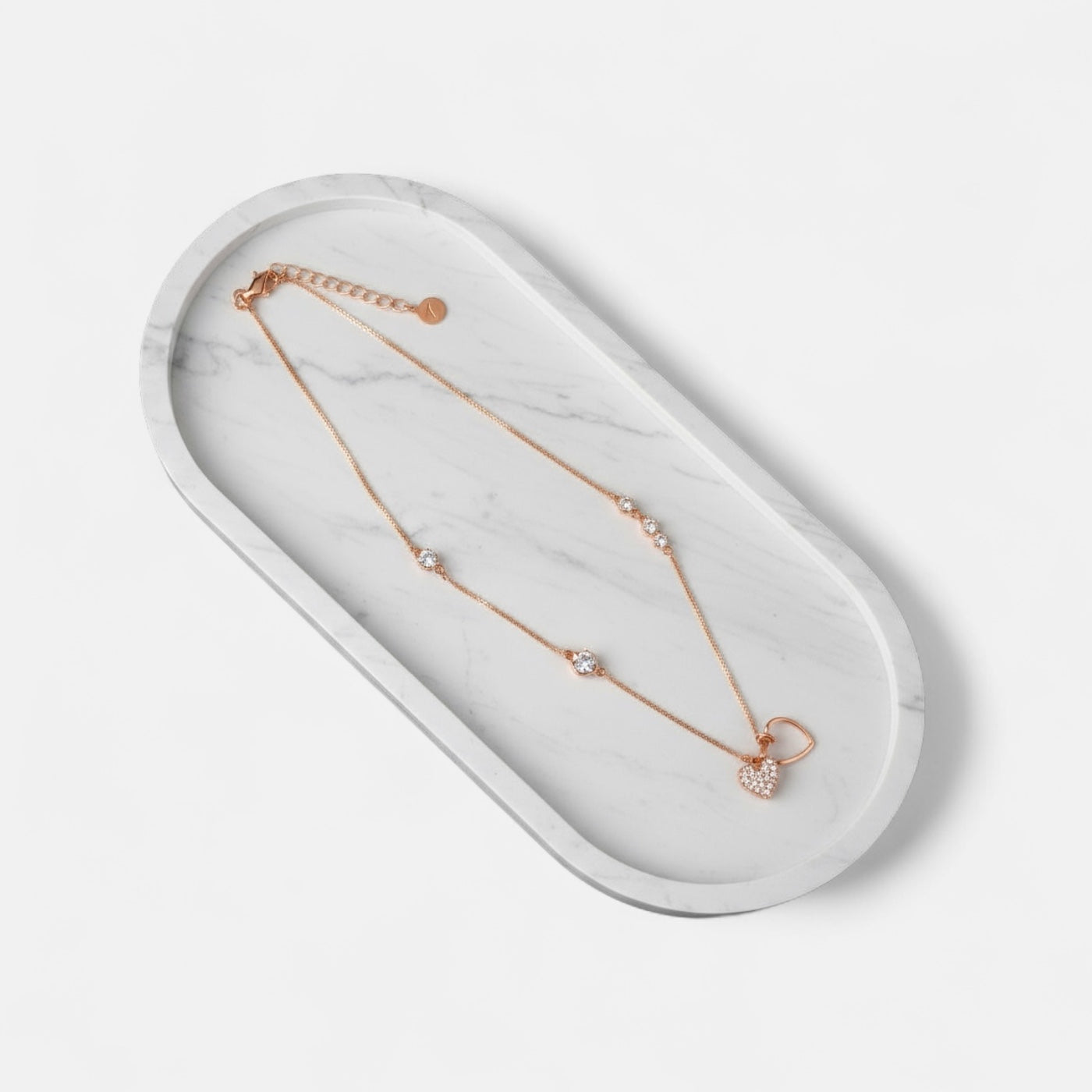 Fine | Short Rose Gold Bling Heart Necklace