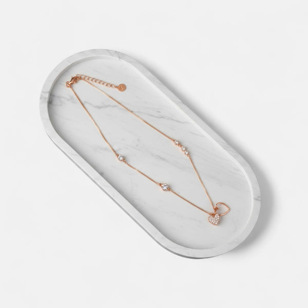 Fine | Short Rose Gold Bling Heart Necklace