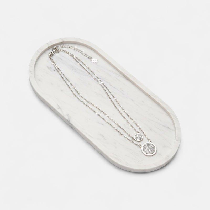 Fine | Short Silver 2 Layered Cubic Zirconia Necklace