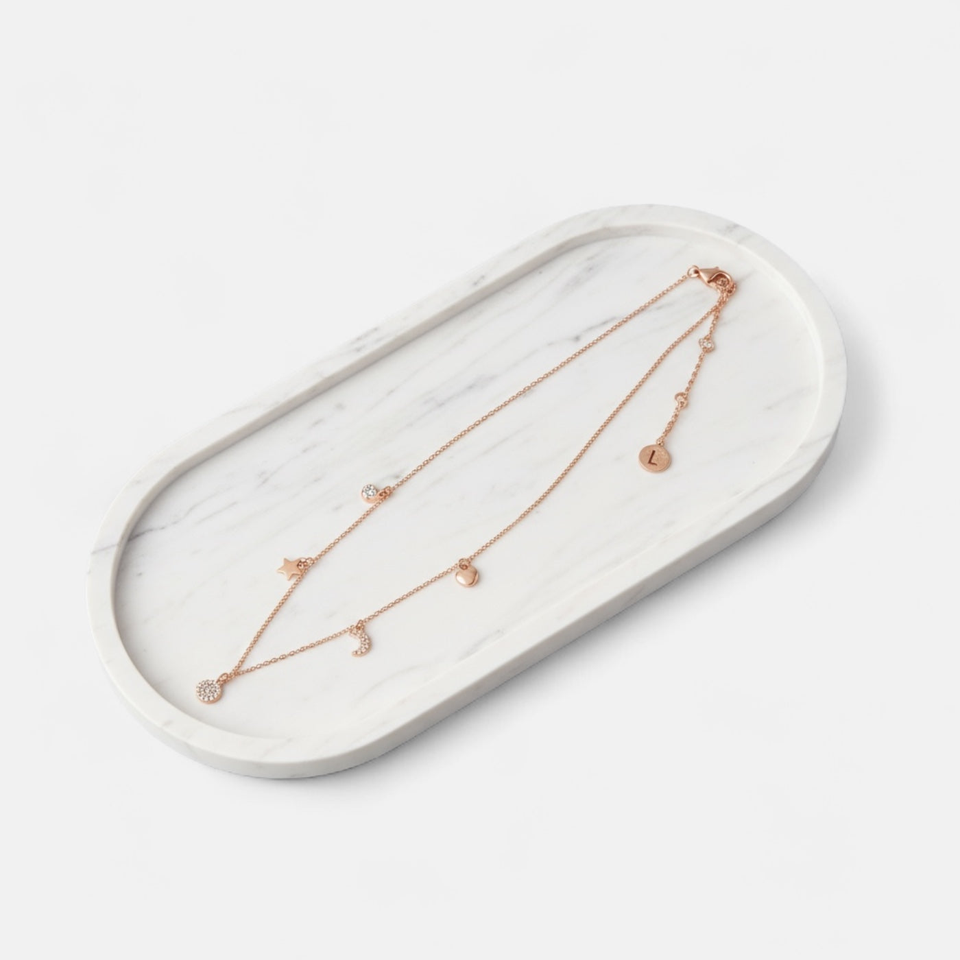 Fine | Short Rose Gold Charm Necklace