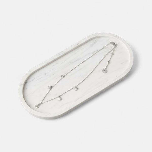 Fine | Short Silver Moon, Star & Heart Charm Necklace