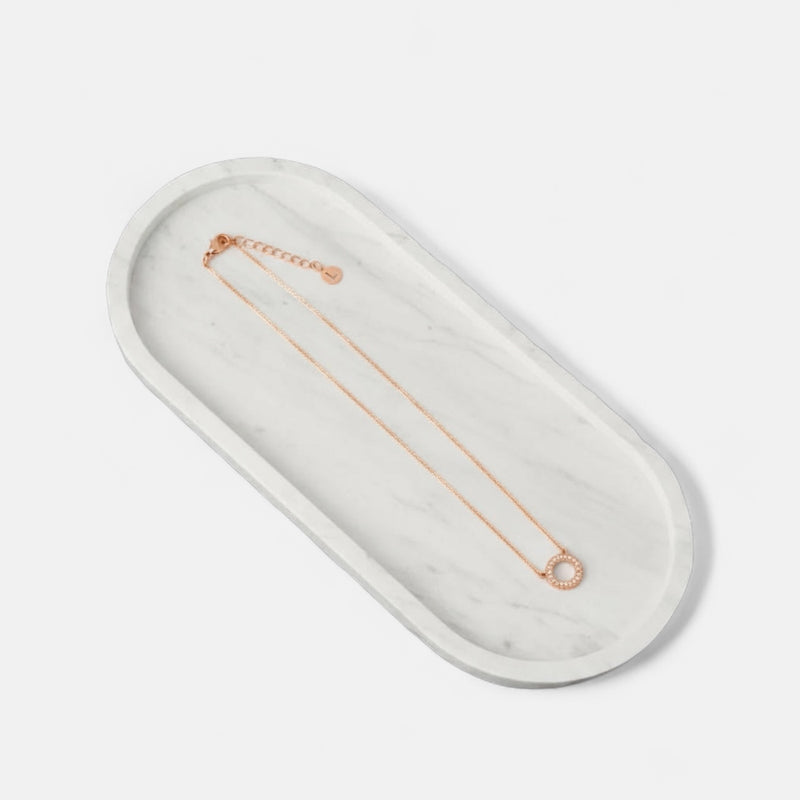 Fine | Short Rose Gold Circle Crystal Necklace