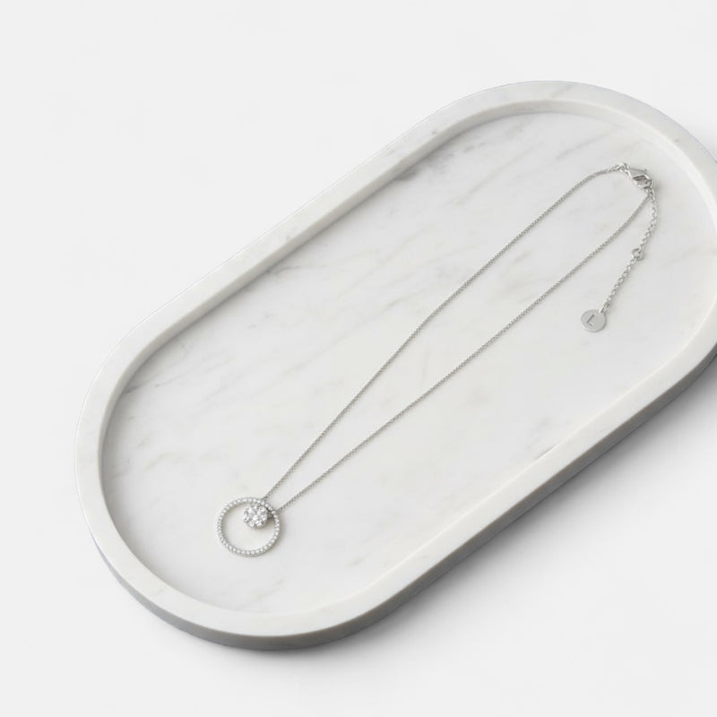 Fine | Short Silver Thin Crystal Ring Necklace