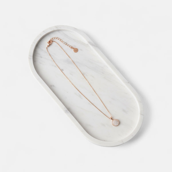 Fine | Short Rose Gold Small Cubic Zirconia Disc Necklace