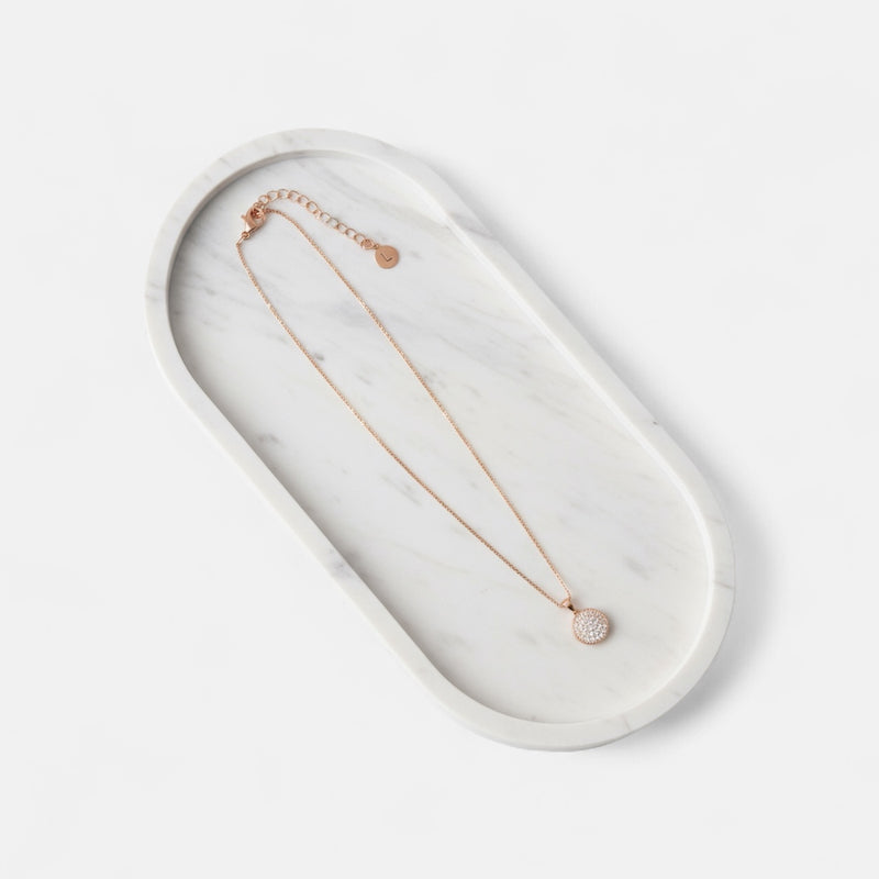 Fine | Short Rose Gold Small Cubic Zirconia Disc Necklace