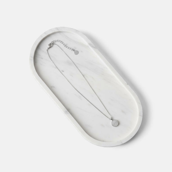 Fine | Short Silver Small Cubic Zirconia Disc Necklace