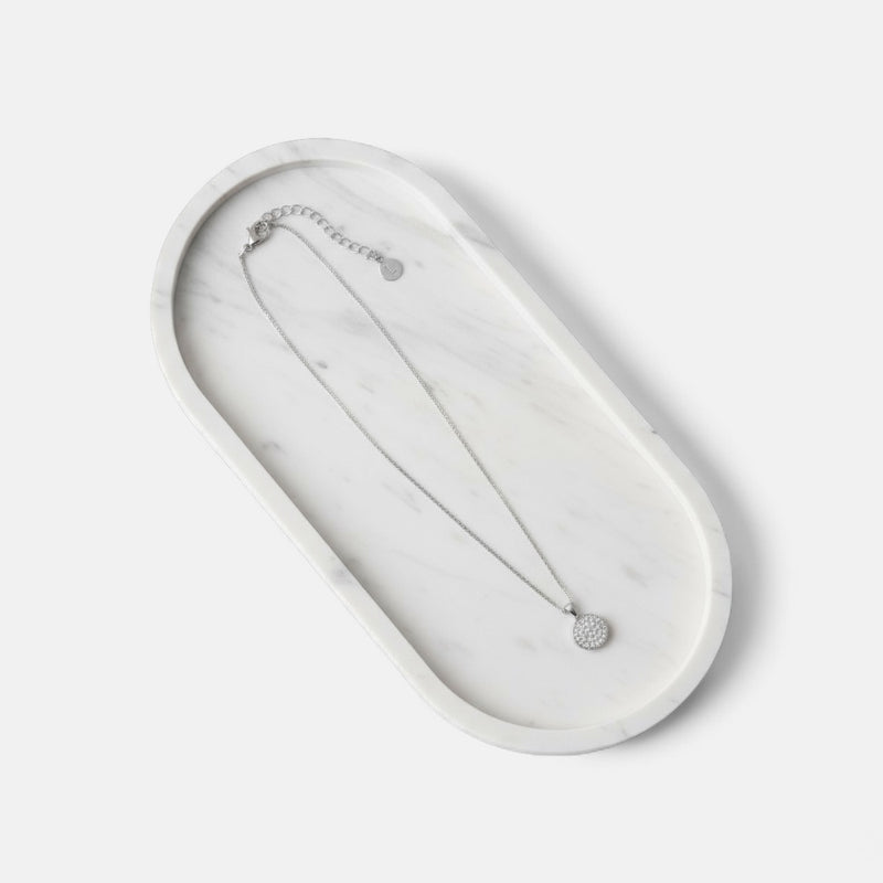 Fine | Short Silver Small Cubic Zirconia Disc Necklace